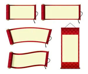 Cuốn thư Vector đỏ viền vàng sang trọng
