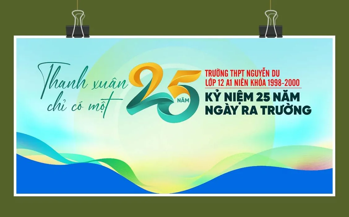Phông nền, background kỷ niệm 25 năm ngày ra trường - Thanh xuân chỉ có một file corel