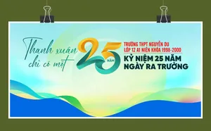 Phông nền, background kỷ niệm 25 năm ngày ra trường - Thanh xuân chỉ có một file corel