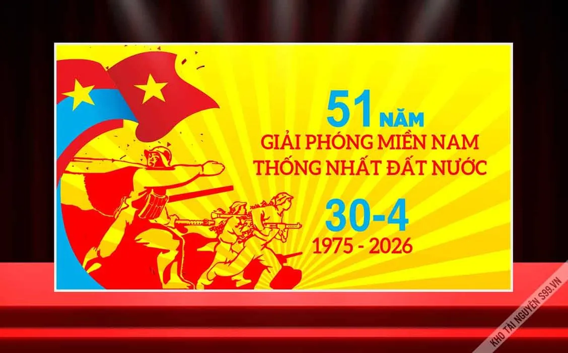 Backdrop 30/4 Giải Phóng Miền Nam - Thống Nhất Đất Nước (CDR)