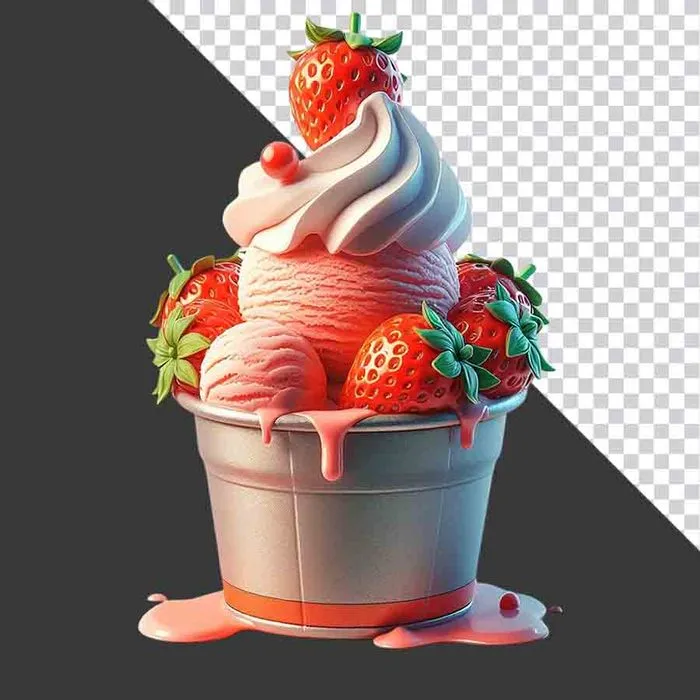 Cố kem dâu tây tươi mát ngọt ngào File PNG