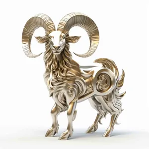 Dê vàng điêu khắc 3D JPG - Biểu tượng mạnh mẽ cho thiết kế đồ họa