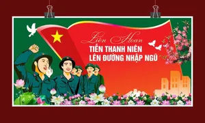 Backdrop liên hoan tiễn thanh niên lên đường nhập ngũ file corel