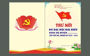 Mẫu thiết kế giấy mời đại hội đảng bộ huyện file corel
