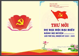Mẫu thiết kế giấy mời đại hội đảng bộ huyện file corel