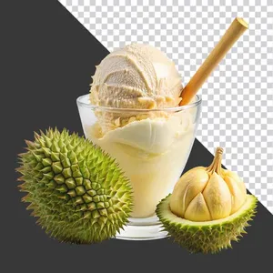 Sầu Riêng & Kem Ly PNG Cao Cấp - Thiết Kế Đồ Họa Ẩm Thực