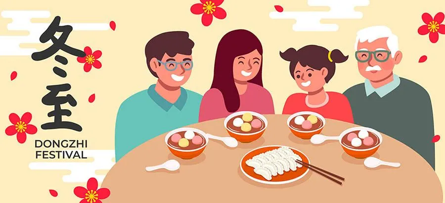 Hình ảnh gia đình đoàn viên bên bàn ăn lễ Tết - File vector AI
