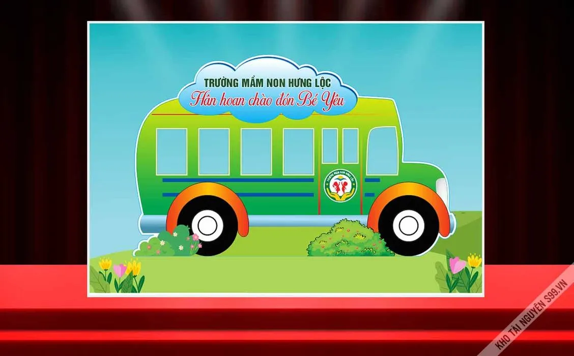 Phông nền Trường Mầm non Hưng Lộc File Corel hân hoan chào đón Bé Yêu