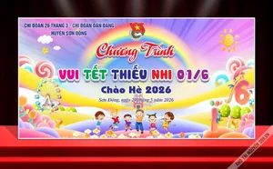 Backdrop Thiếu Nhi 16 Chào Hè 2026 – File Vector CDR Đa Năng