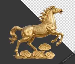 File ảnh ngựa Tết PNG 2026 chất liệu vàng gold sang trọng