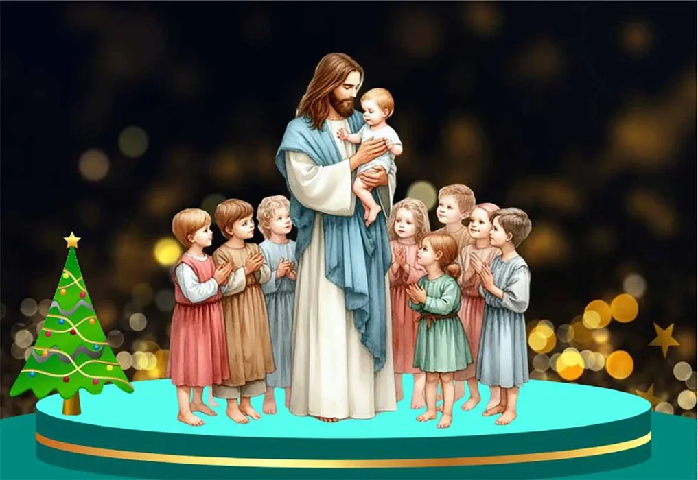 File corel Chúa Giêsu bế em bé và vây quanh bởi các thiếu nhi