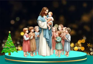 File corel Chúa Giêsu bế em bé và vây quanh bởi các thiếu nhi