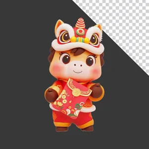 Linh vật Ngựa dễ thương cầm bao lì xì may mắn.PSD