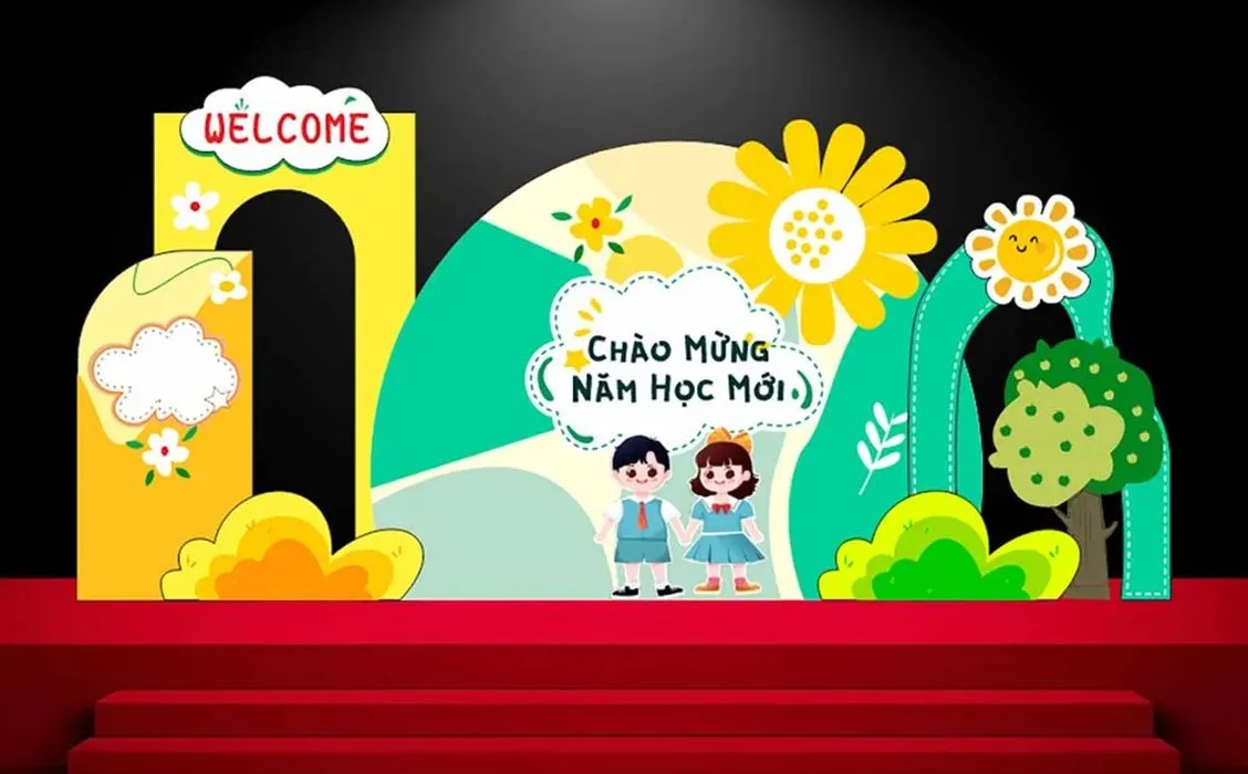 File Corel chào mừng năm học mới thiết kế phong cách vui nhộn, đáng yêu cho mầm non