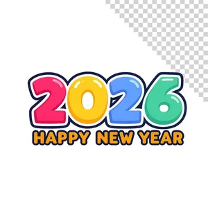 File PNG chữ số 2026  nhiều mầu sắc nổi bật mừng năm mới