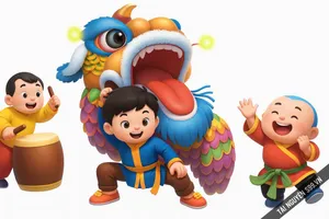 Ảnh không khí trung thu múa lân của các bạn nhỏ - File JPG kích thước 1536x1024 pixel