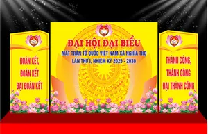 Phông sân khấu đại hội đại biểu mặt trận tổ quốc xã  File Corel