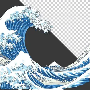 Sóng biển lớn phong cách Nhật Bản - File PNG