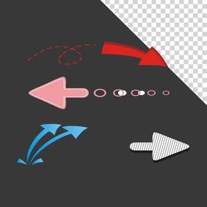 Bốn loại mũi tên có mầu File PNG
