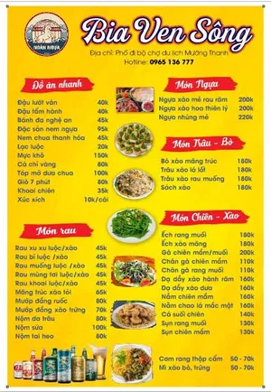 Menu Bia Ven Sông - Mẫu Thực Đơn Đồ Ăn Nhanh & Món Nhậu CDR