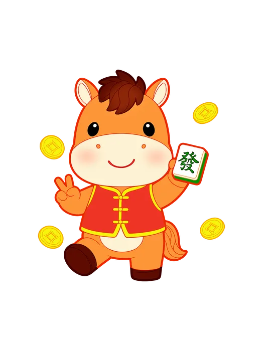 Hình Minh Họa Ngựa Hoạt Hình Dễ Thương Cầm Mạt Chược PSD