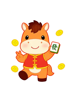 Hình Minh Họa Ngựa Hoạt Hình Dễ Thương Cầm Mạt Chược PSD