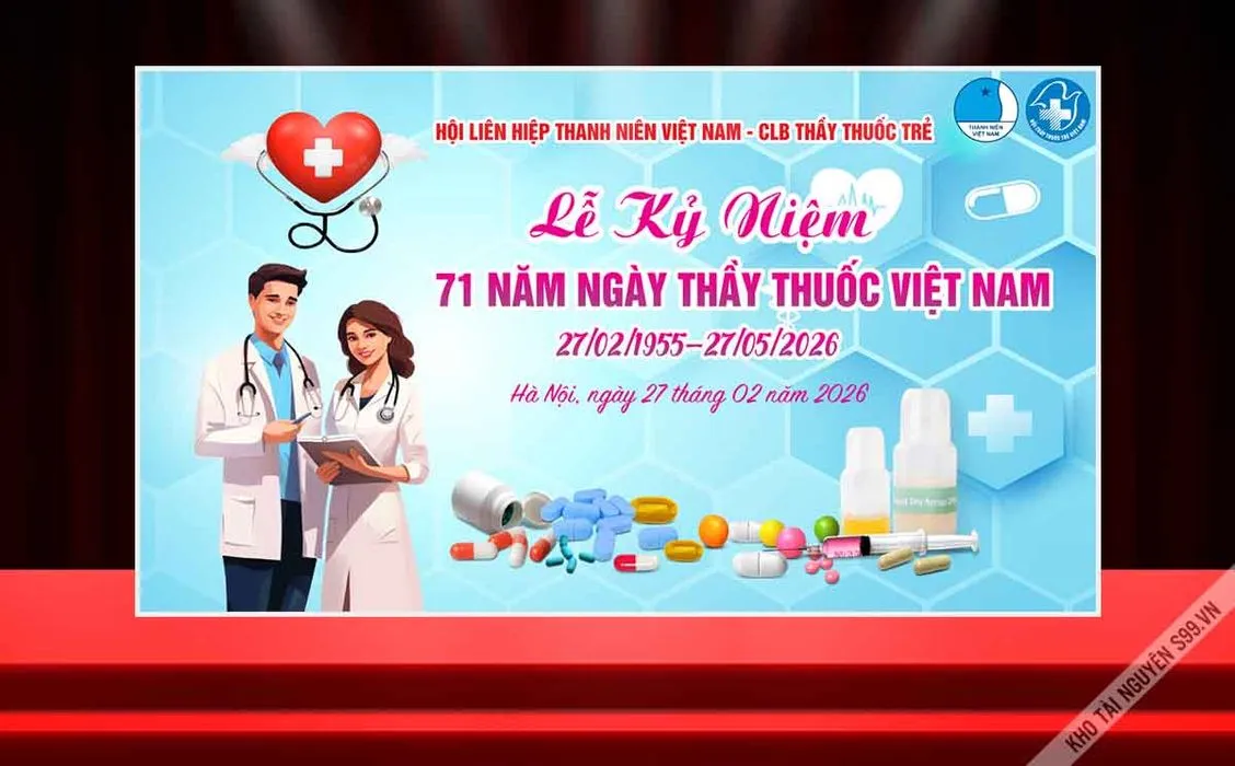 Backdrop Kỷ Niệm Ngày Thầy Thuốc Việt Nam 27/02 CDR - Sẵn Sàng In Ấn