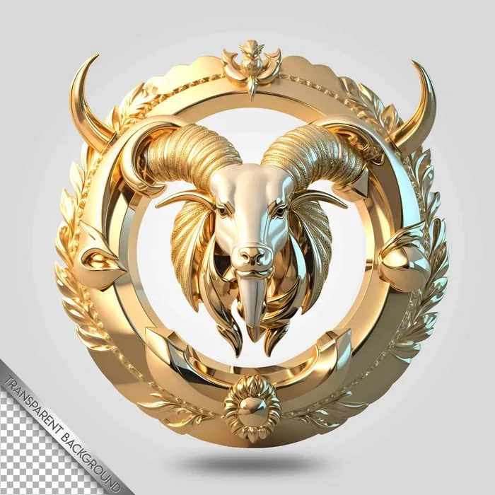 Biểu Tượng Đầu Dê Vàng 3D Sang Trọng - File PSD Chỉnh Sửa Dễ Dàng