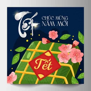 Thiết kế Tết 202x bao lì xì bánh chưng pháo đỏ - File AI