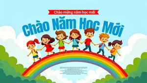 Chào Năm Học Mới - Backdrop Trẻ Em Vui Tươi (CDR)