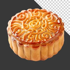 Bánh trung thu hoa văn xoắn ốc vàng óng đẹp mắt - File PNG