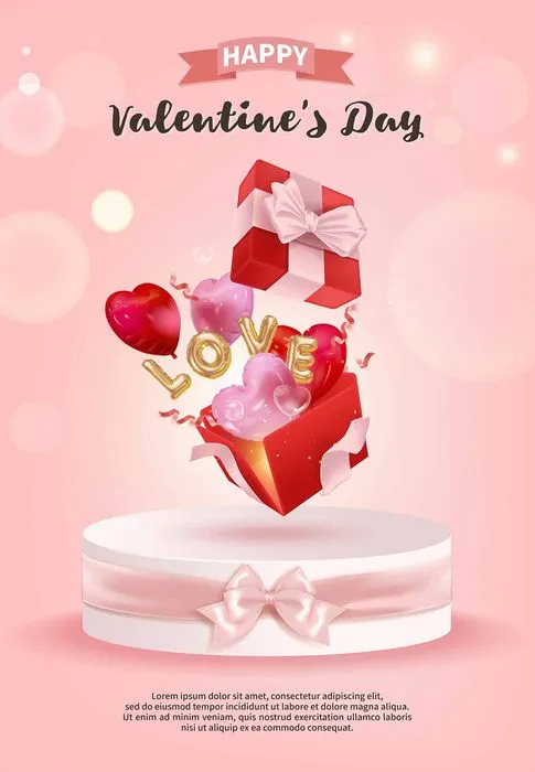 Mẫu Thiệp Valentine’s Day Trái Tim Bay Mềm Mại File EPS