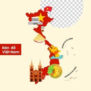 Bản đồ Việt Nam file PNG hình ảnh các địa danh tại Việt Nam