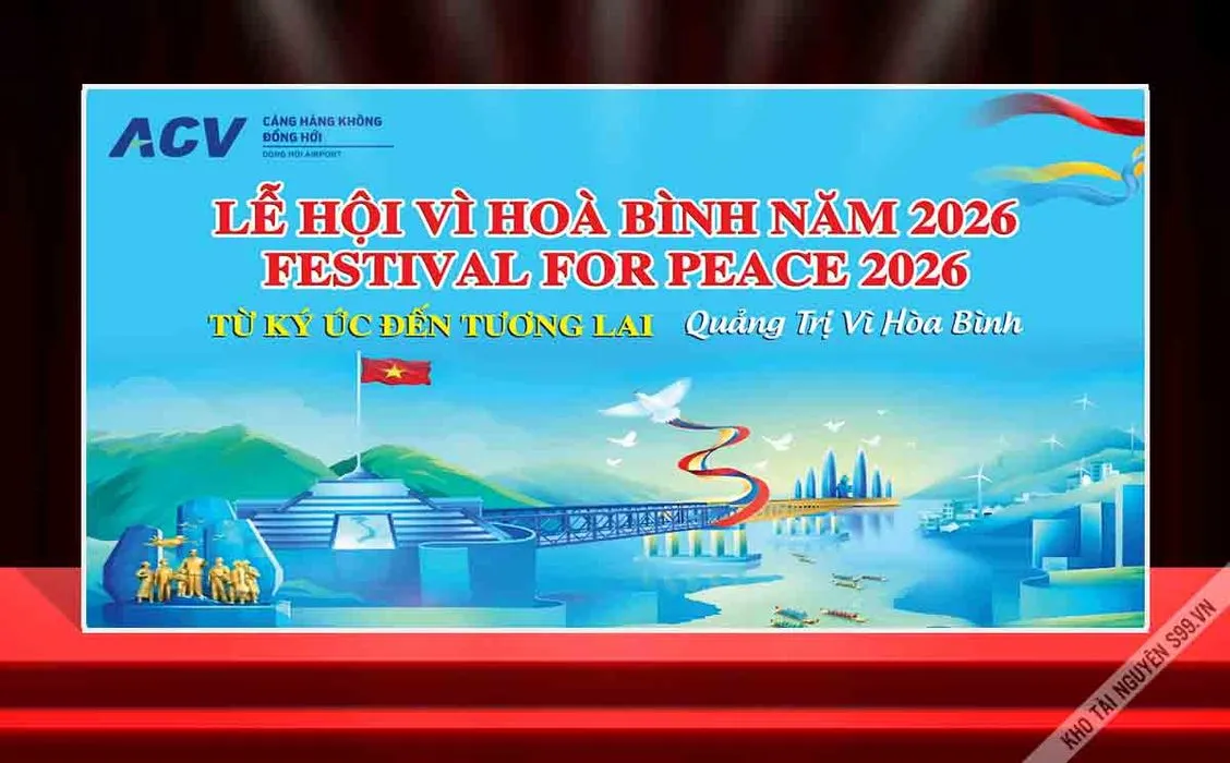 Mẫu thiết kế phông nền sân khấu Lễ hội vì hòa bình năm 2026 File Corel