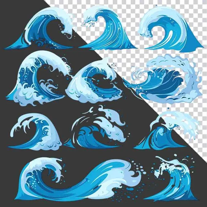 File PNG Bộ sưu tập sóng biển xanh