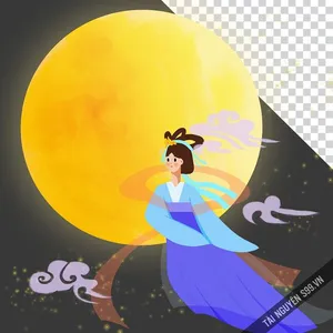 Chị Hằng mặc váy đỏ múa dưới ánh trăng file PNG