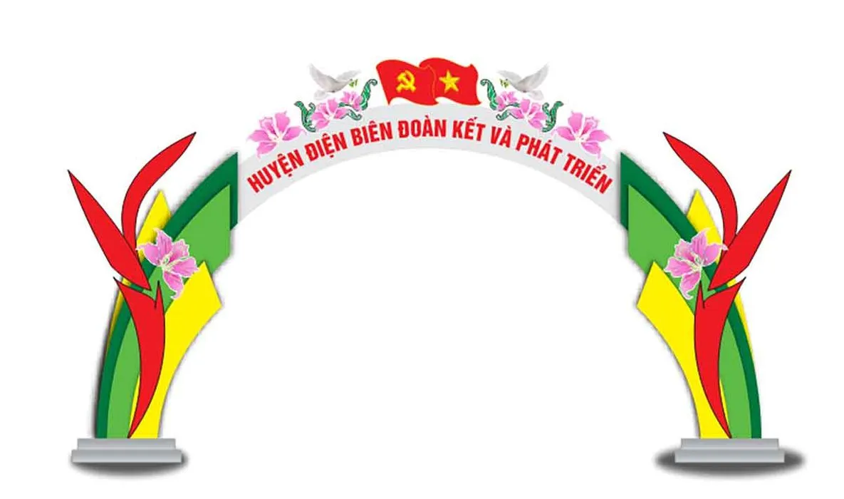 Cổng chào huyện Điện Biên đoàn kết và phát triển  File Corel