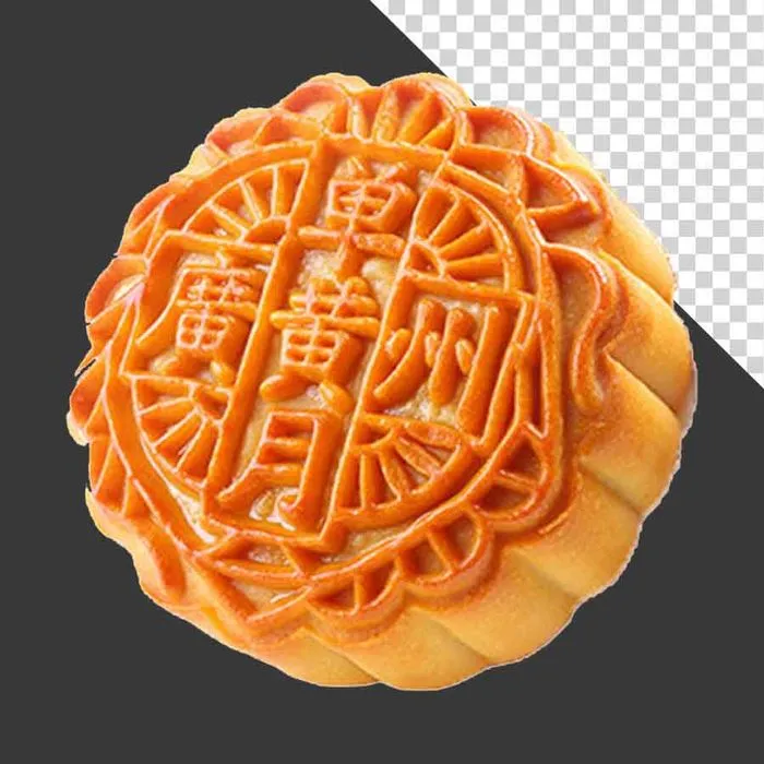 Bánh trung thu truyền thống vỏ vàng – File PNG không nền