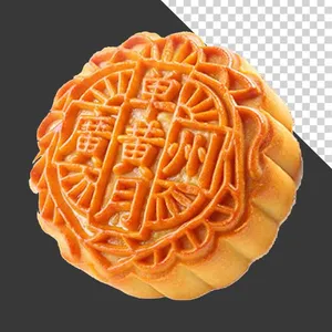 Bánh trung thu truyền thống vỏ vàng – File PNG không nền