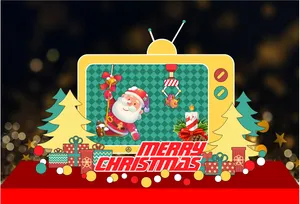 File Corel Background Giáng Sinh Khung Tivi Ông Già Noel Hoạt Hình