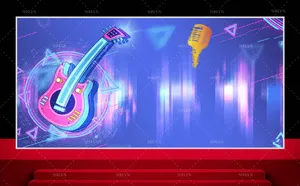 Backbround sân khấu ca nhạc cây đàn, tone nền màu xanh file corel