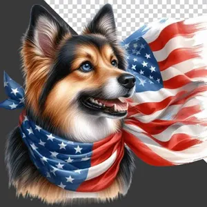 Chó Husky Yêu Nước Mỹ - File PNG Chất Lượng Cao cho Thiết Kế