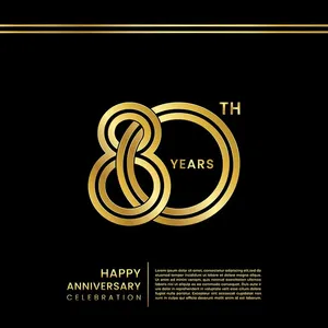 Số 80 khối 3D chất liệu màu vàng gold file vector - Mẫu 6