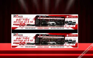 Mẫu thiết kế băng rôn khai trương đại tiệc đồ chơi xe ô tô DP Auto File Corel