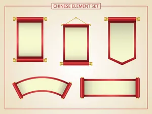 File Vector Bộ Cuốn thư Trang Trí Trung Hoa Hiện Đại 