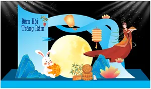 Khung chụp ảnh check in trung thu - Đêm hội trăng rằm file corel