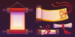Cuộn Thư Cổ Trang Vector Màu Sắc Tươi Sáng