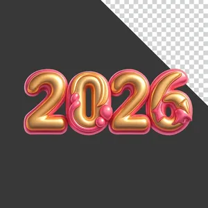 Thiết kế số 2026 vàng hồng sáng tạo File PNG