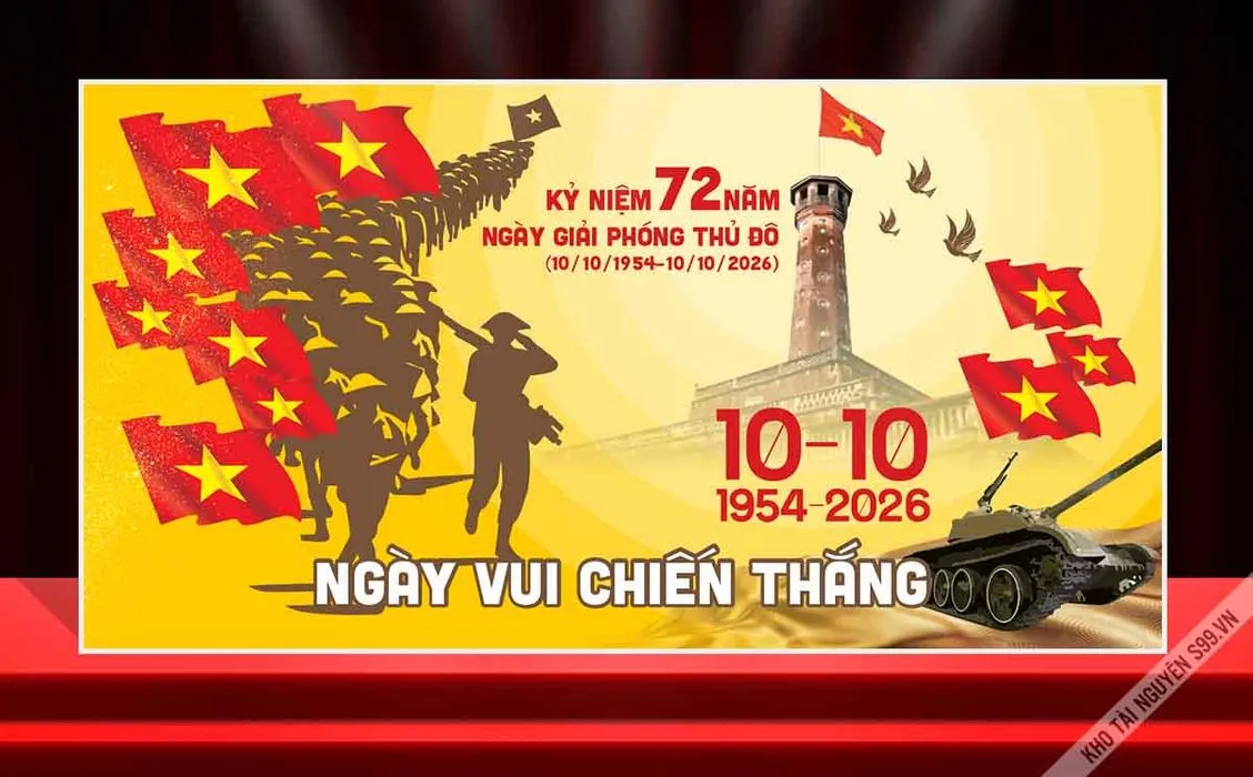 Backdrop Giải Phóng Thủ Đô 10-10: Thiết Kế CDR Độc Đáo