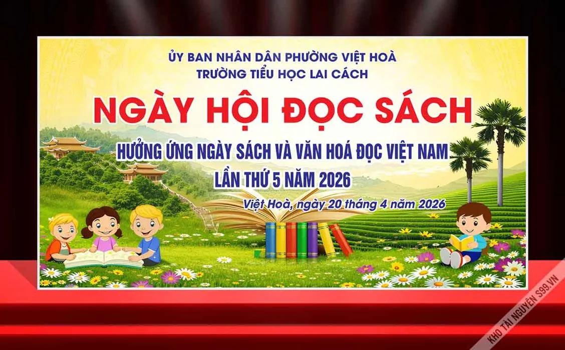 Backdrop Ngày Hội Đọc Sách 2026 – Thiết Kế Sẵn Vector CDR